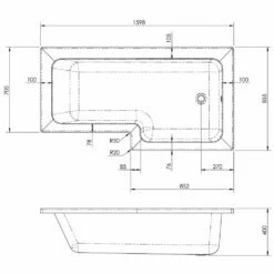 Nuie Square L Shape Single Ended Bath RH 1598x855x705 -HANSGROHE Shop nuie square l shape single ended bath rh 1598x855x705 p34037 166152 image