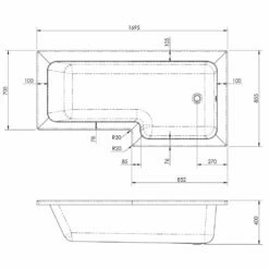 Nuie Square L Shape Single Ended Bath RH 1695x855x705 -HANSGROHE Shop nuie square l shape single ended bath rh 1695x855x705 p34039 166158 image
