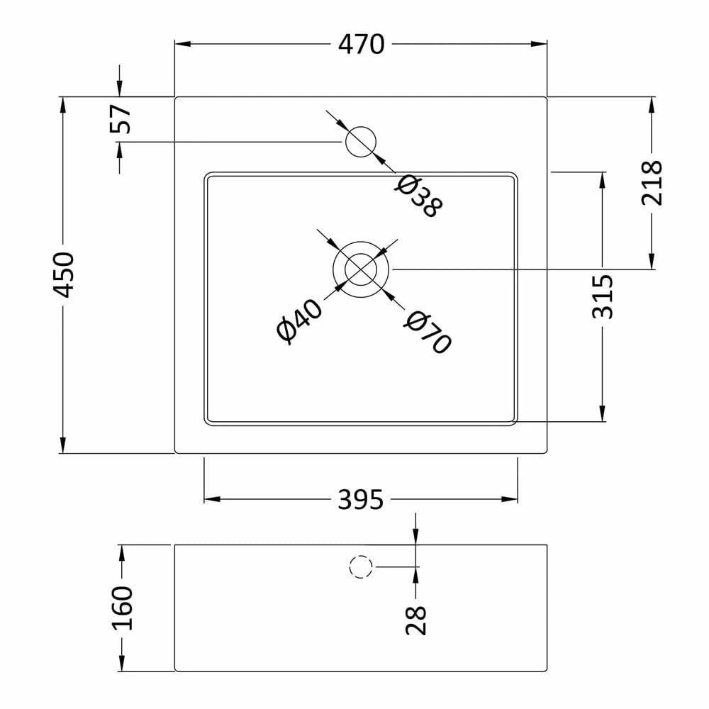 Nuie Vessels 470x450 1th White Square Ceramic Countertop Basin - NBV102 2 Nuie Vessels 470x450 1th White Square Ceramic Countertop Basin - NBV102 - Image 2