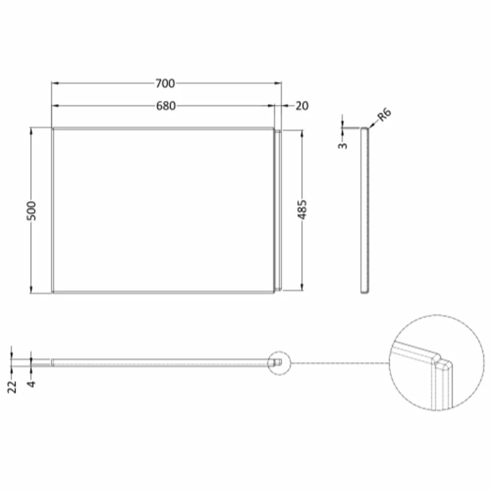 Nuie White Acrylic B-Shaped Shower Bath End Panel 750mm - WBB201 3 Nuie White Acrylic B-Shaped Shower Bath End Panel 750mm - WBB201 - Image 3