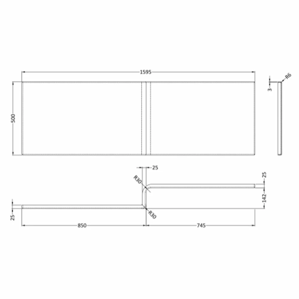Nuie White Acrylic Square Shower Bath Front Panel 1600mm - WBS303 2 Nuie White Acrylic Square Shower Bath Front Panel 1600mm - WBS303 - Image 2