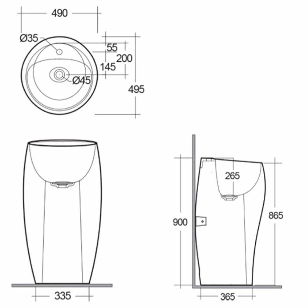 RAK Cloud 490x495 1th Matt White Freestanding Basin CLOFS5001500A 3 RAK Cloud 490x495 1th Matt White Freestanding Basin CLOFS5001500A - Image 3