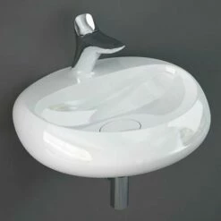 RAK Cloud 550x425 1th Alpine White Oval Wall Hung Basin CLOWB5501AWHA