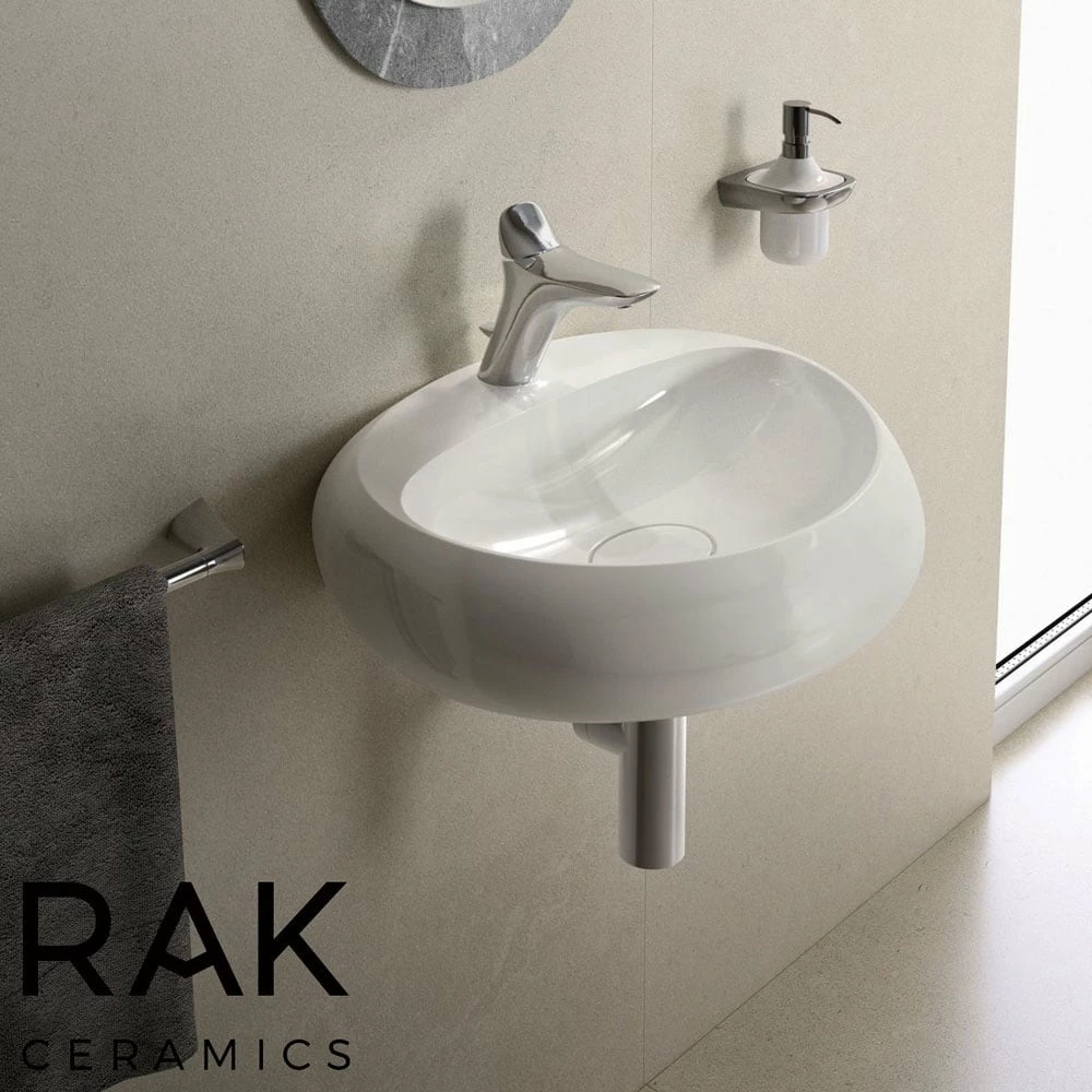 RAK Cloud 550x425 1th Alpine White Oval Wall Hung Basin CLOWB5501AWHA 2 RAK Cloud 550x425 1th Alpine White Oval Wall Hung Basin CLOWB5501AWHA - Image 2