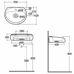 RAK Cloud 550x425 1th Alpine White Oval Wall Hung Basin CLOWB5501AWHA 5 RAK Cloud 550x425 1th Alpine White Oval Wall Hung Basin CLOWB5501AWHA -HANSGROHE Shop rak cloud 550x425 1th alpine white oval wall hung basin clowb5501awha p39657 195465 image