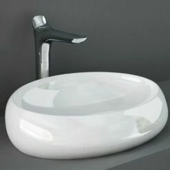 RAK Cloud 580x400 Alpine White Round Sit-On Countertop Basin CLOCT6000AWHA