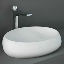 RAK Cloud Matt 580x400 White Round Sit-On Countertop Basin CLOCT6000500A