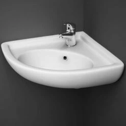RAK Compact Alpine White 1 Tap Hole Corner Cloakroom Basin - COMCNRB1