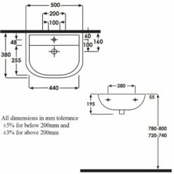 RAK Compact Special Needs 500x380 1th White Cloakroom Basin - COM50BASSN1 -HANSGROHE Shop rak compact special needs 500x380 1th white cloakroom basin com50bassn1 p41160 202850 image