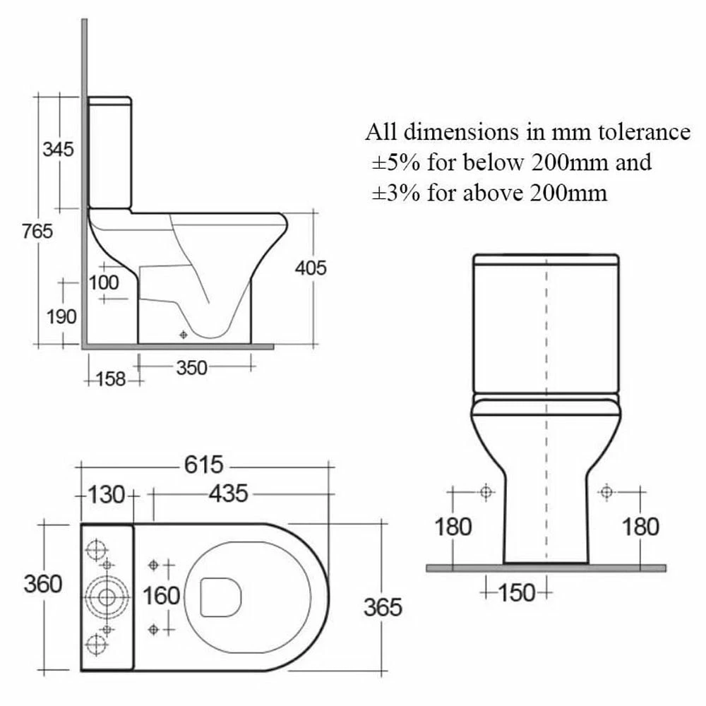 RAK Compact White Close Coupled Toilet Pan, Cistern & Soft Close Seat- COMPAK010 3 RAK Compact White Close Coupled Toilet Pan, Cistern & Soft Close Seat- COMPAK010 - Image 3