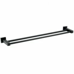 RAK Cubis Black Double Towel Rail 600mm - RAKCUB9912B