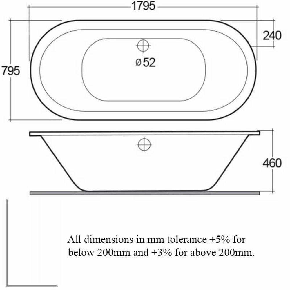 RAK DKM Alpine White Double Ended Oval Bath 1800x800mm - NDKMBATH 3 RAK DKM Alpine White Double Ended Oval Bath 1800x800mm - NDKMBATH - Image 3
