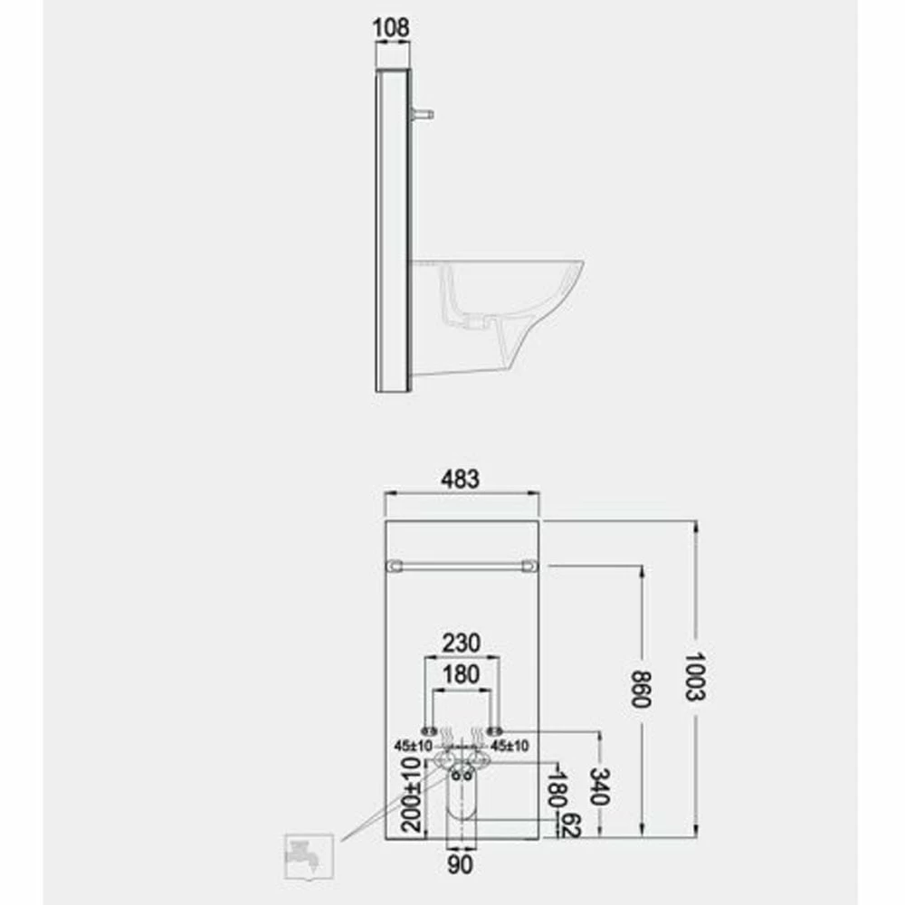 RAK Ecofix White Cistern Cabinet For Wall Hung Bidet - FS04RAKCAB01 2 RAK Ecofix White Cistern Cabinet For Wall Hung Bidet - FS04RAKCAB01 - Image 2