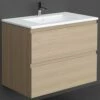 RAK Joy Scandinavian Oak 800mm Wall Hung Bathroom Vanity Unit With Basin