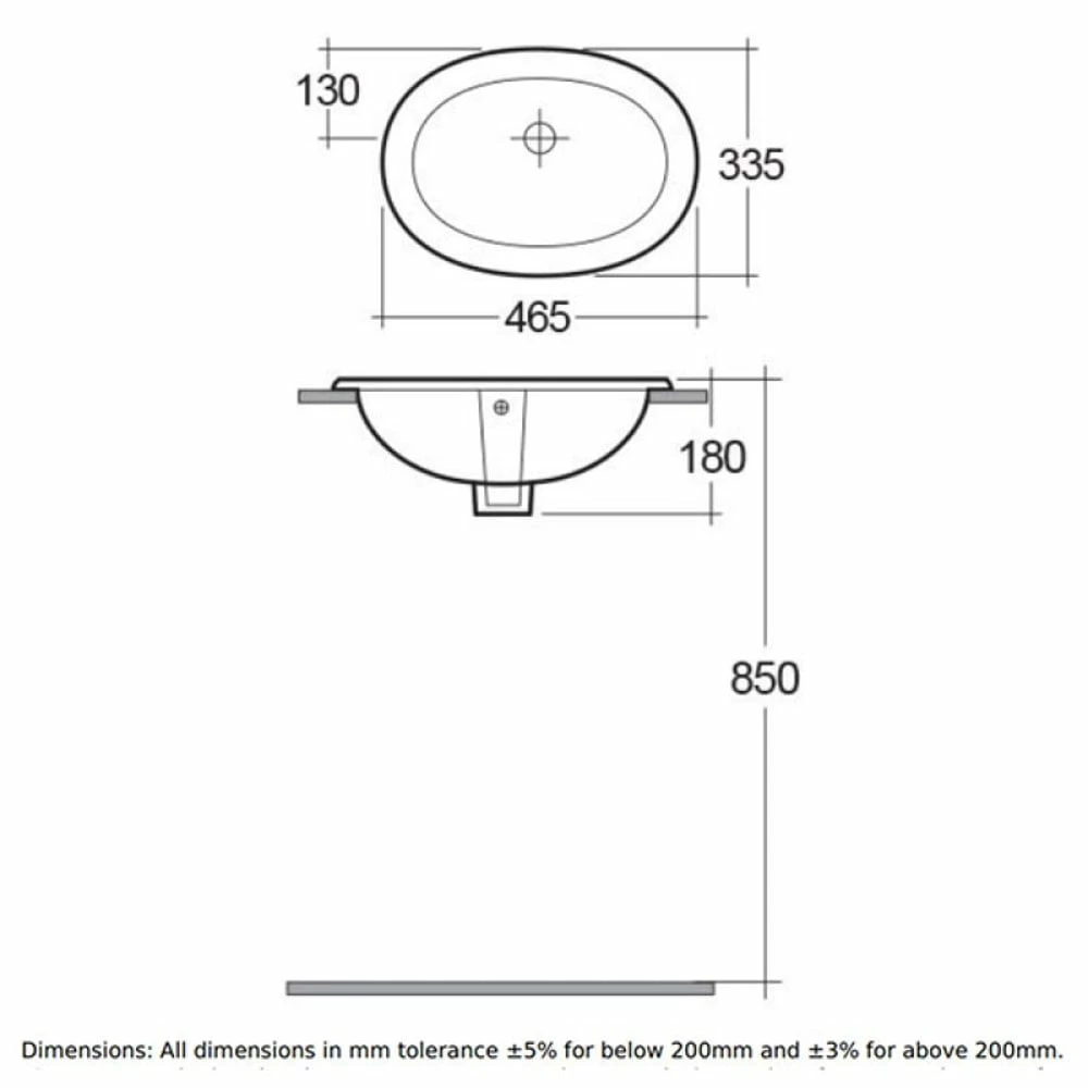 RAK Lily Alpine White Inset Countertop Wash Basin 460mm - LILYOCVB 2 RAK Lily Alpine White Inset Countertop Wash Basin 460mm - LILYOCVB - Image 2