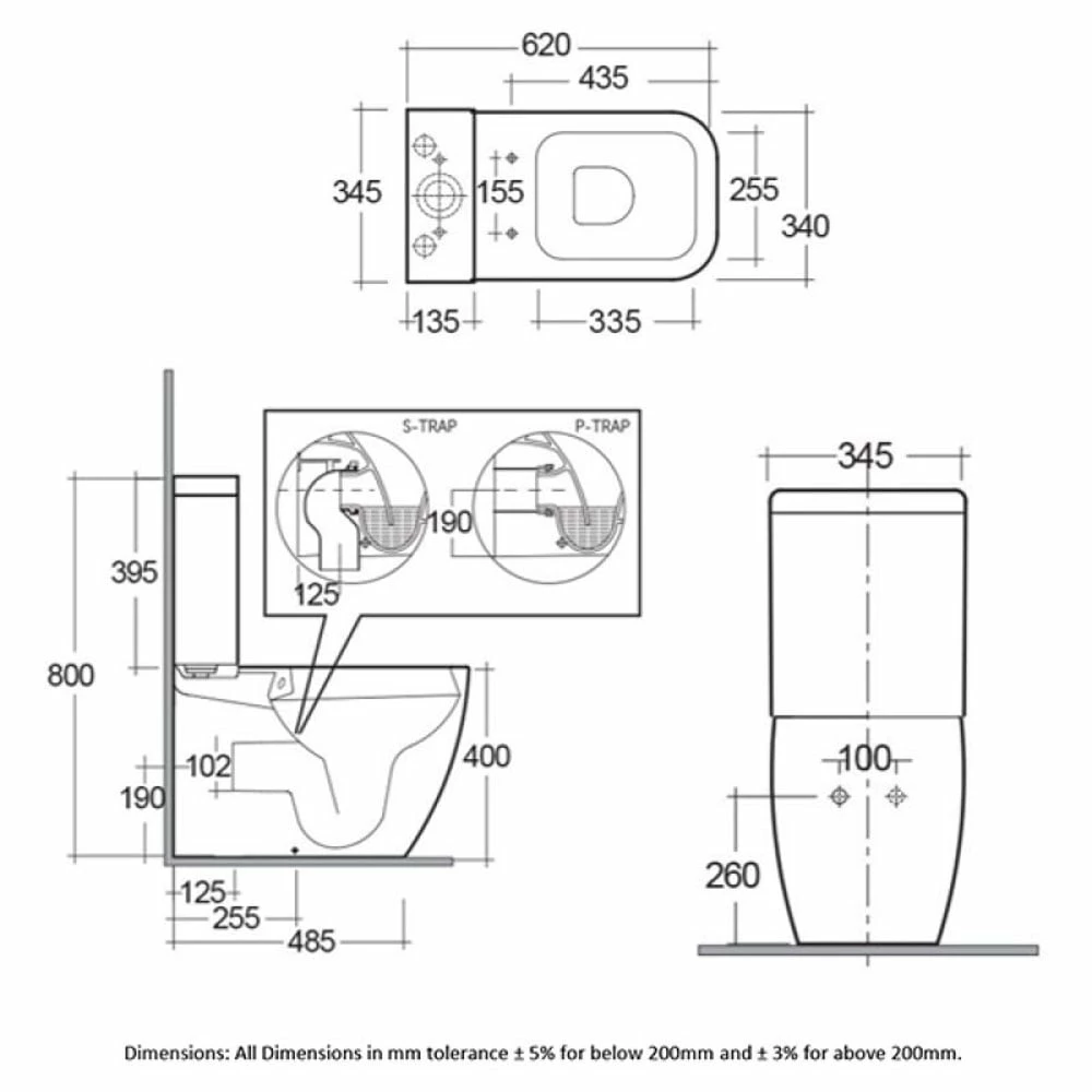 RAK Metropolitan White Rimless Close Coupled Toilet Pan, Cistern & Urea Seat 2 RAK Metropolitan White Rimless Close Coupled Toilet Pan, Cistern & Urea Seat - Image 2