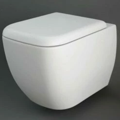 RAK Metropolitan White Rimless Wall Hung Toilet Pan & Urea Seat - METRIMWHPAN/SC