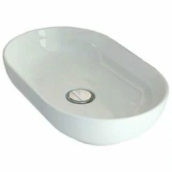 RAK Moon 500x350 Alpine White Oval Sit-On Countertop Wash Basin - HAROVBAS