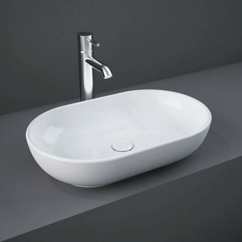 RAK Moon 500x350 Alpine White Oval Sit-On Countertop Wash Basin - HAROVBAS 2 RAK Moon 500x350 Alpine White Oval Sit-On Countertop Wash Basin - HAROVBAS - Image 2