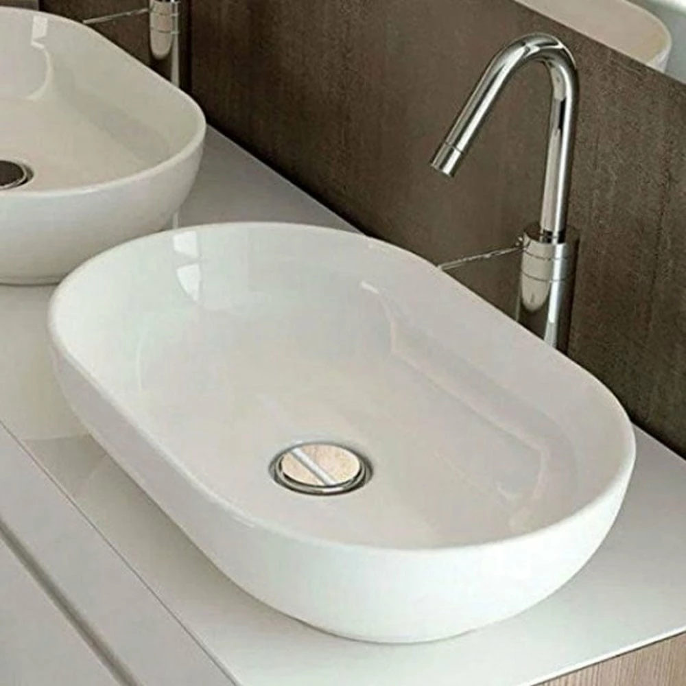 RAK Moon 500x350 Alpine White Oval Sit-On Countertop Wash Basin - HAROVBAS 3 RAK Moon 500x350 Alpine White Oval Sit-On Countertop Wash Basin - HAROVBAS - Image 3