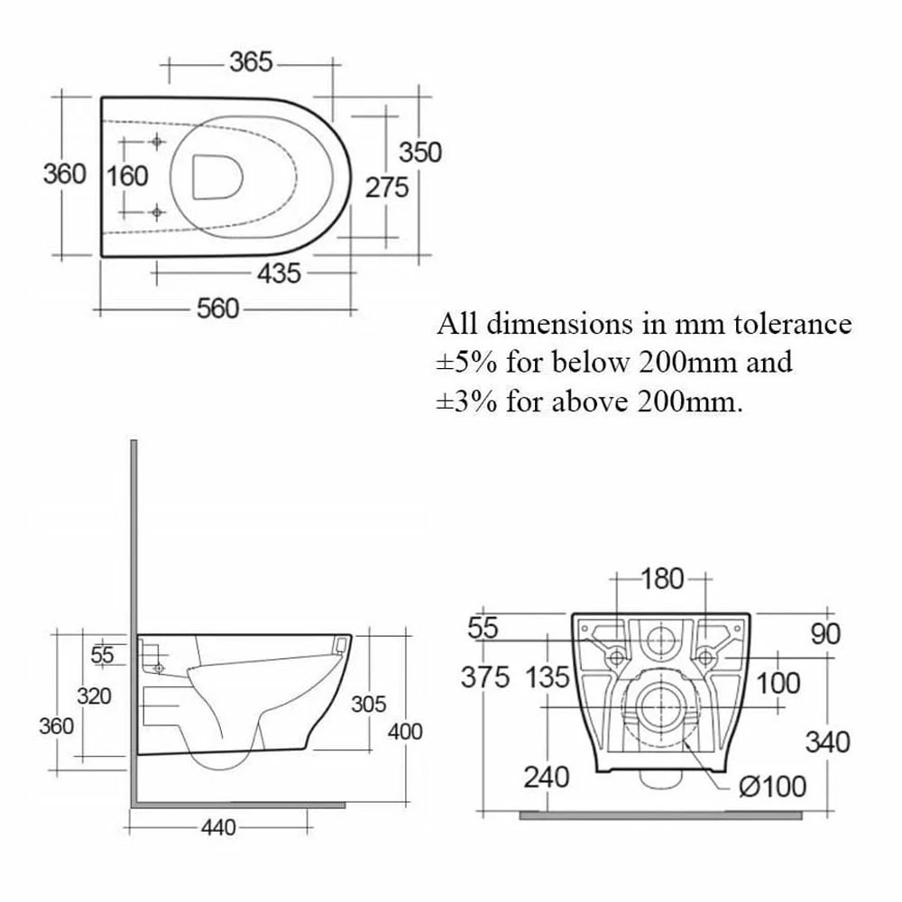 RAK Moon Alpine White Wall Hung Toilet Pan & Soft Close Seat - HARWHPAN/SC 2 RAK Moon Alpine White Wall Hung Toilet Pan & Soft Close Seat - HARWHPAN/SC - Image 2