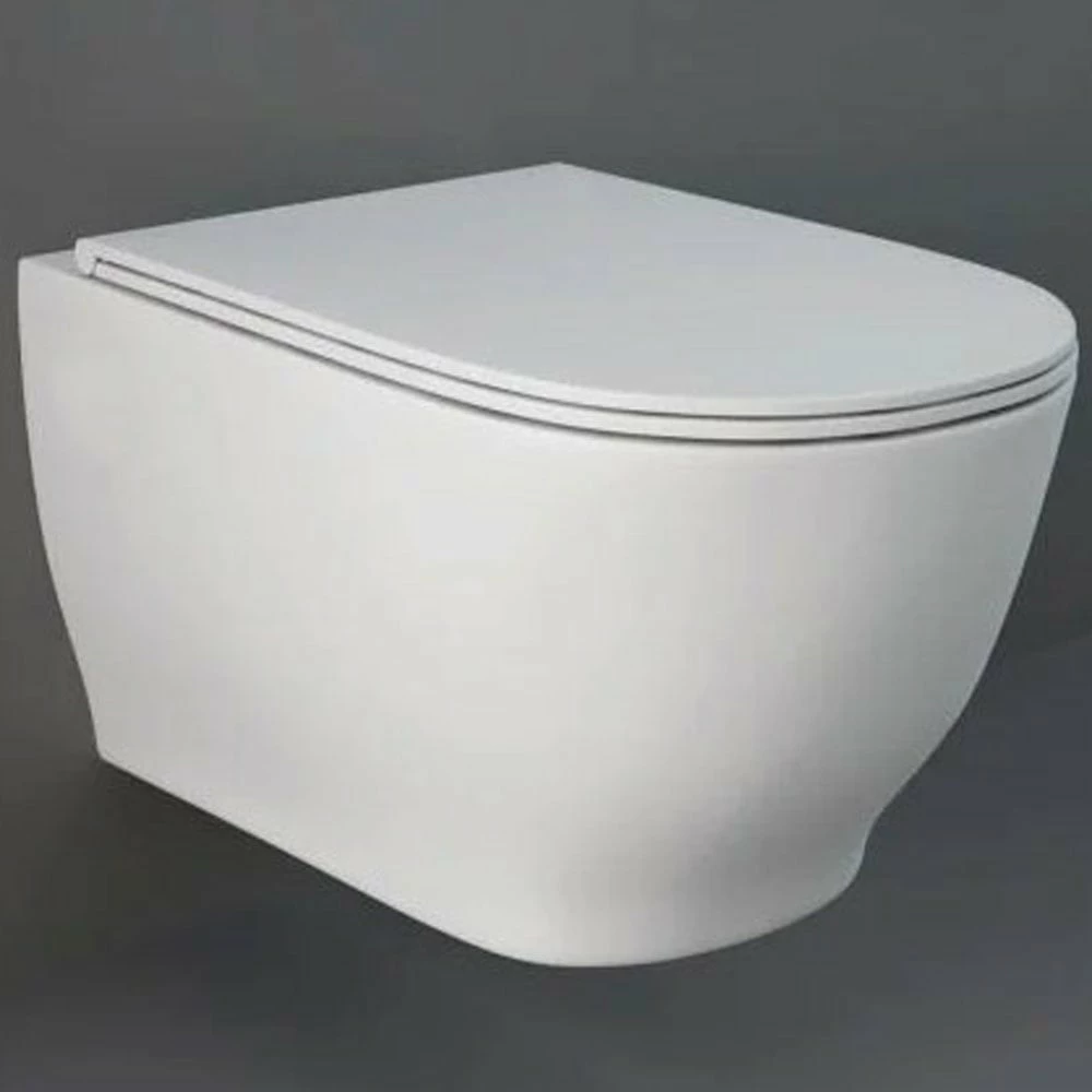 RAK Moon White Rimless Wall Hung Toilet Pan & Soft Close Seat -HARWHPAN-HF/SC 1 RAK Moon White Rimless Wall Hung Toilet Pan & Soft Close Seat -HARWHPAN-HF/SC
