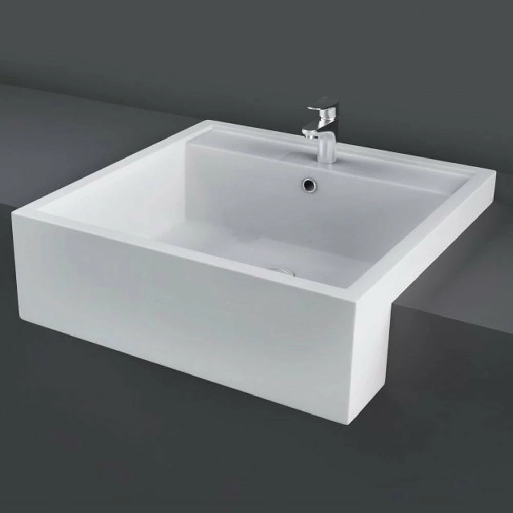 RAK Nova 460x460 1th White Semi Recessed Wash Basin - NOVASR 1 RAK Nova 460x460 1th White Semi Recessed Wash Basin - NOVASR