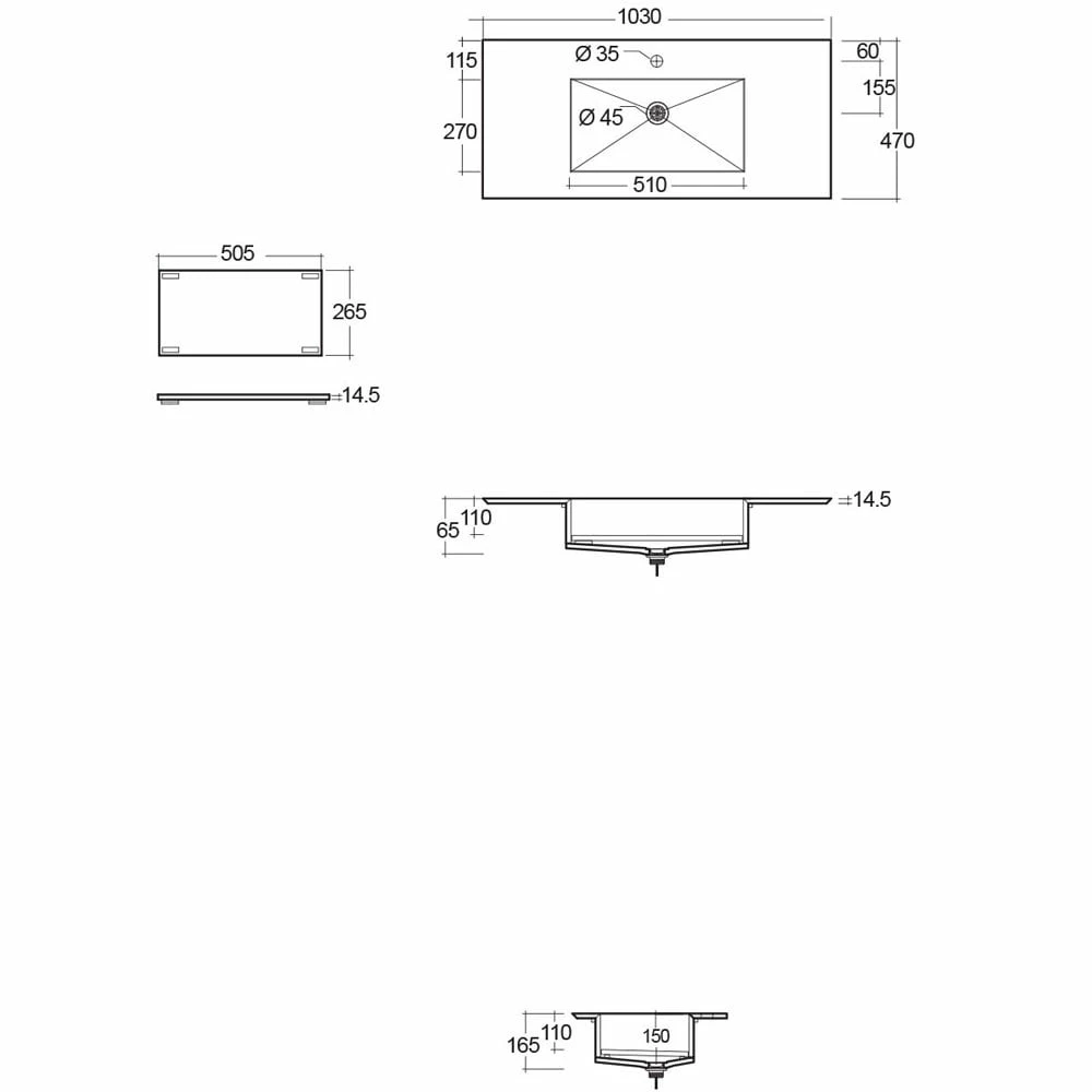 RAK Precious 1030x470 1th Carrara Drop-In Wash Basin - PREOC10347100A 2 RAK Precious 1030x470 1th Carrara Drop-In Wash Basin - PREOC10347100A - Image 2