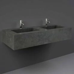 RAK Precious 1230x470 2th Behind Grey Wall Hung Wash Basin - PRECT12347104A