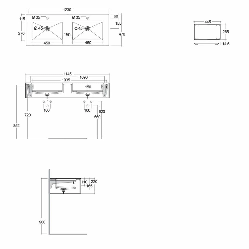 RAK Precious 1230x470 2th Behind Grey Wall Hung Wash Basin - PRECT12347104A 2 RAK Precious 1230x470 2th Behind Grey Wall Hung Wash Basin - PRECT12347104A - Image 2