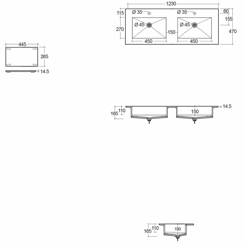 RAK Precious 1230x470 2th Carrara Drop-In Wash Basin - PREOC12347100A 2 RAK Precious 1230x470 2th Carrara Drop-In Wash Basin - PREOC12347100A - Image 2