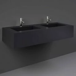 RAK Precious 1230x470 2th Uni Dark Black Wall Hung Wash Basin - PRECT12347105A