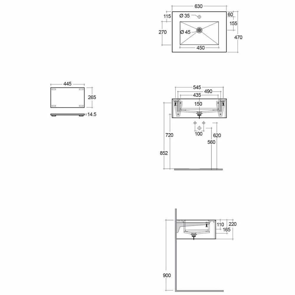 RAK Precious 630x470 1th Carrara Console Wall Hung Wash Basin - PRECT06347100A 2 RAK Precious 630x470 1th Carrara Console Wall Hung Wash Basin - PRECT06347100A - Image 2