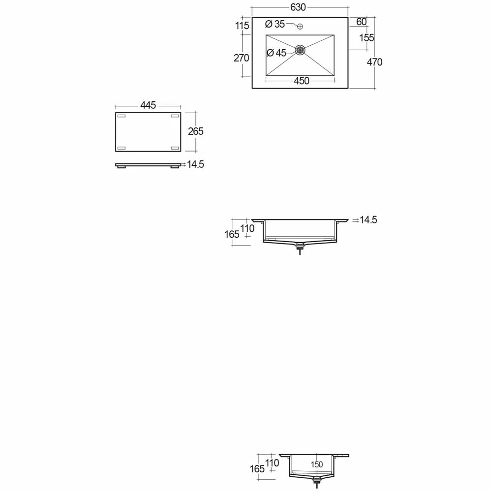 RAK Precious 630x470 1th Carrara Drop-In Wash Basin - PREOC06347100A 2 RAK Precious 630x470 1th Carrara Drop-In Wash Basin - PREOC06347100A - Image 2
