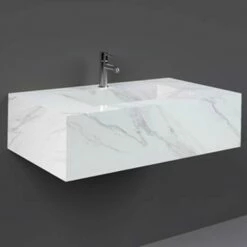 RAK Precious 830x470 1th Carrara Console Wall Hung Wash Basin - PRECT08347100A