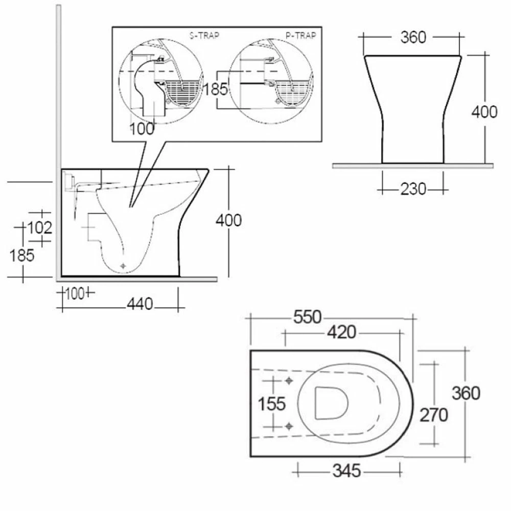 RAK Resort Alpine White Back To Wall Rimless Toilet Pan & Seat - RSTBTWPAN/SC 2 RAK Resort Alpine White Back To Wall Rimless Toilet Pan & Seat - RSTBTWPAN/SC - Image 2