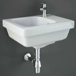 RAK Resort Alpine White Wall Hung 1 Tap Hole Cloakroom Wash Basin - RST36SL1RH