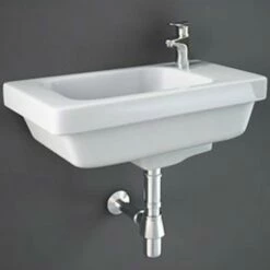 RAK Resort Alpine White Wall Hung 1 Tap Hole Cloakroom Wash Basin - RST45SL1RH