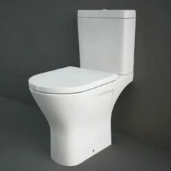 Rak Resort White Rimless Comfort Height Close Coupled Toilet Pan, Cistern & Seat