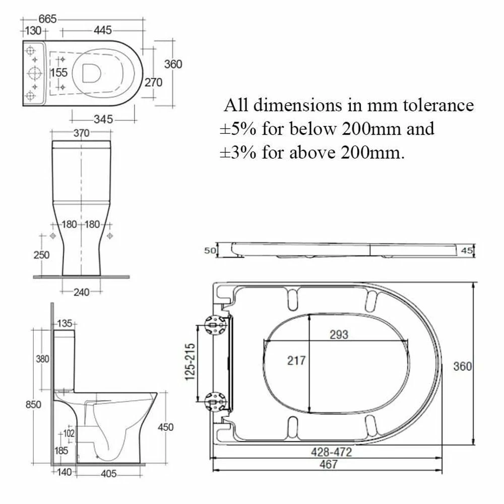 Rak Resort White Rimless Comfort Height Close Coupled Toilet Pan, Cistern & Seat 2 Rak Resort White Rimless Comfort Height Close Coupled Toilet Pan, Cistern & Seat - Image 2