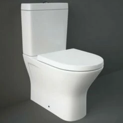 Rak Resort White Rimless Mini Close Coupled Toilet Pan, Cistern & Seat
