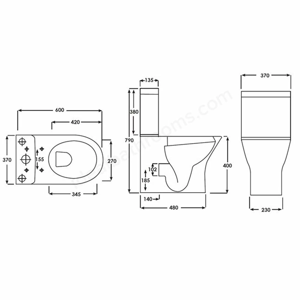 Rak Resort White Rimless Mini Close Coupled Toilet Pan, Cistern & Seat 2 Rak Resort White Rimless Mini Close Coupled Toilet Pan, Cistern & Seat - Image 2