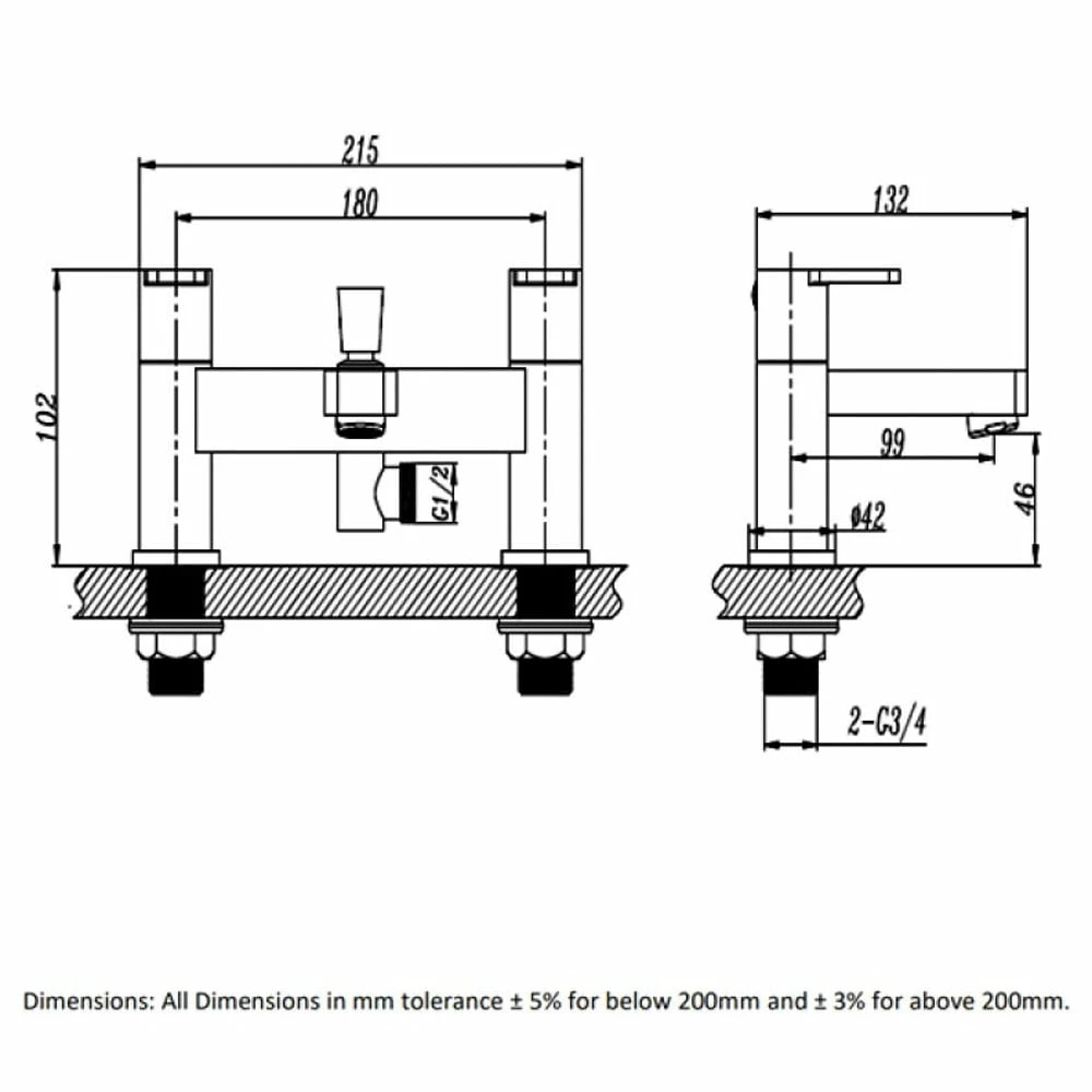RAK Series 600 Chrome Bath Shower Mixer Tap With Head & Holder - RAKS6003005 2 RAK Series 600 Chrome Bath Shower Mixer Tap With Head & Holder - RAKS6003005 - Image 2