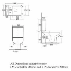 RAK Series 600 White Close Coupled Toilet Pan, Cistern & Urea Seat -S600PAKNS014 -HANSGROHE Shop rak series 600 white close coupled toilet pan cistern urea seat s600pakns014 p41079 202135 image