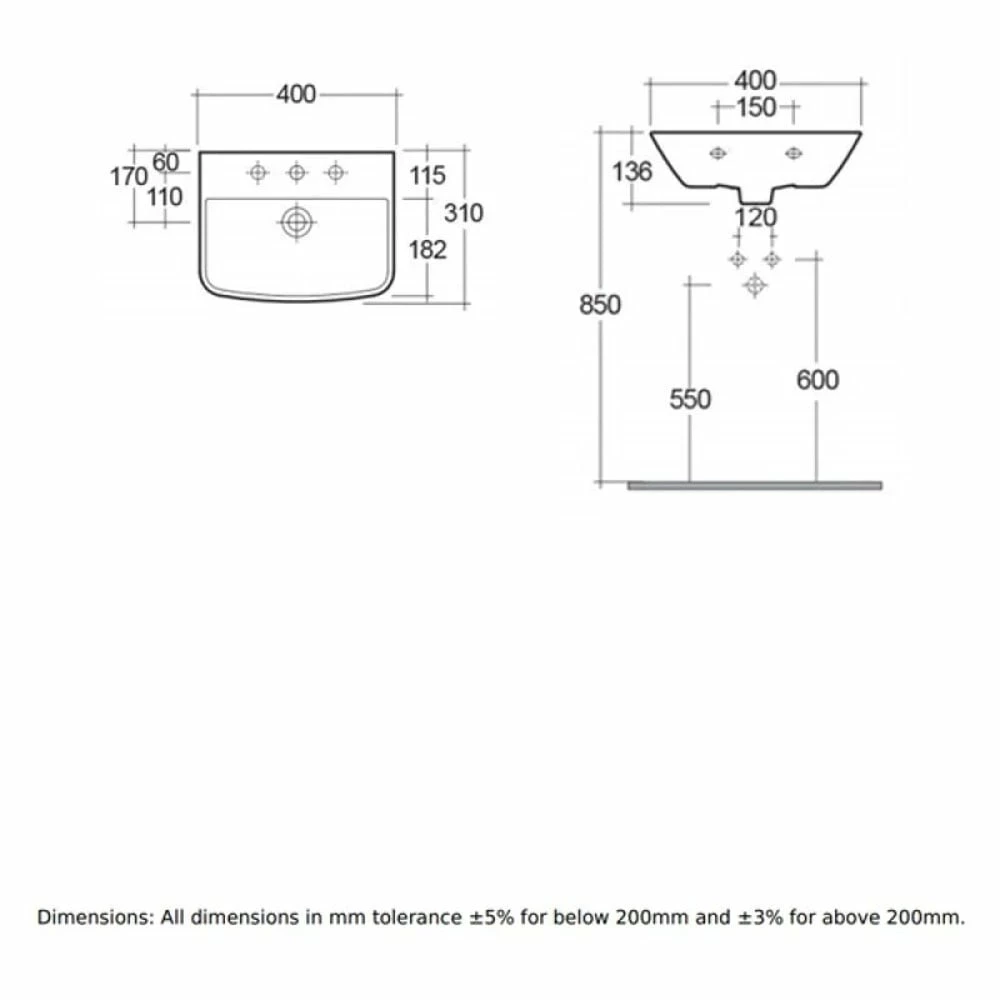 RAK Summit 400x310 1th Alpine White Cloakroom Wash Basin - SUM40BAS1 3 RAK Summit 400x310 1th Alpine White Cloakroom Wash Basin - SUM40BAS1 - Image 3