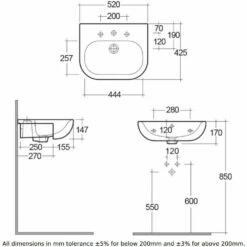 RAK Tonique 520x425 1th White Semi-Recessed Wash Basin - TONSRBAS1 -HANSGROHE Shop rak tonique 520x425 1th white semi recessed wash basin tonsrbas1 p41301 203570 image