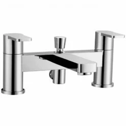 RAK Tonique Chrome Twin Lever Bath Shower Mixer Tap With Head & Holder - RAKTON3005