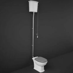 RAK Washington White High Level Toilet Pan, Cistern & Seat - WASPAKHL503