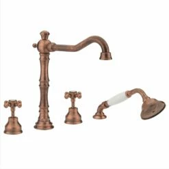 Tre Mercati Allora Copper Traditional 4 Hole Bath Shower Mixer Tap TM10090-CO