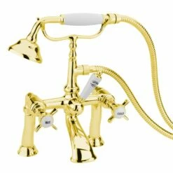 Tre Mercati Imperial Antique Gold Traditional Pillar Bath Shower Mixer Tap TM1095